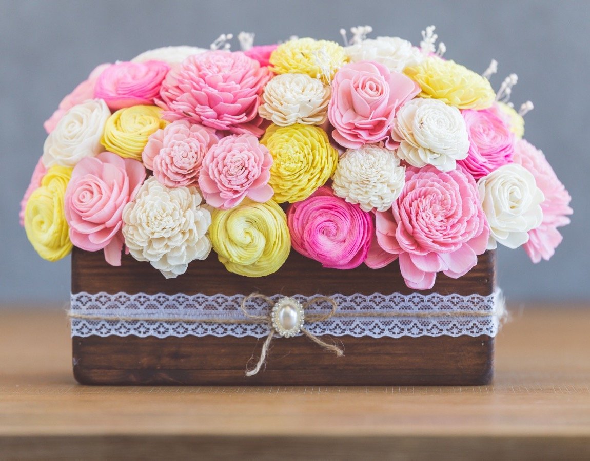 Sola Wood Flower Centerpiece - Baby Girl Centerpiece