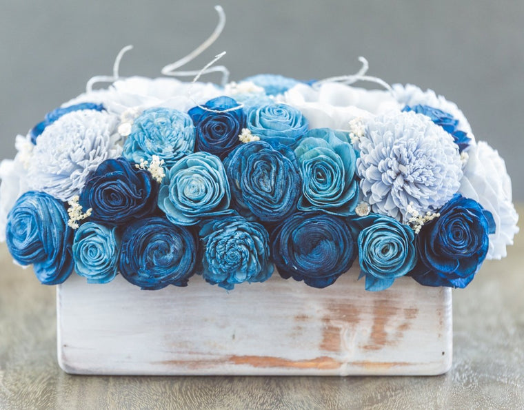 BLUE BELLE  Handmade Mini Flower Bouquet - Shop posieflowers Wood