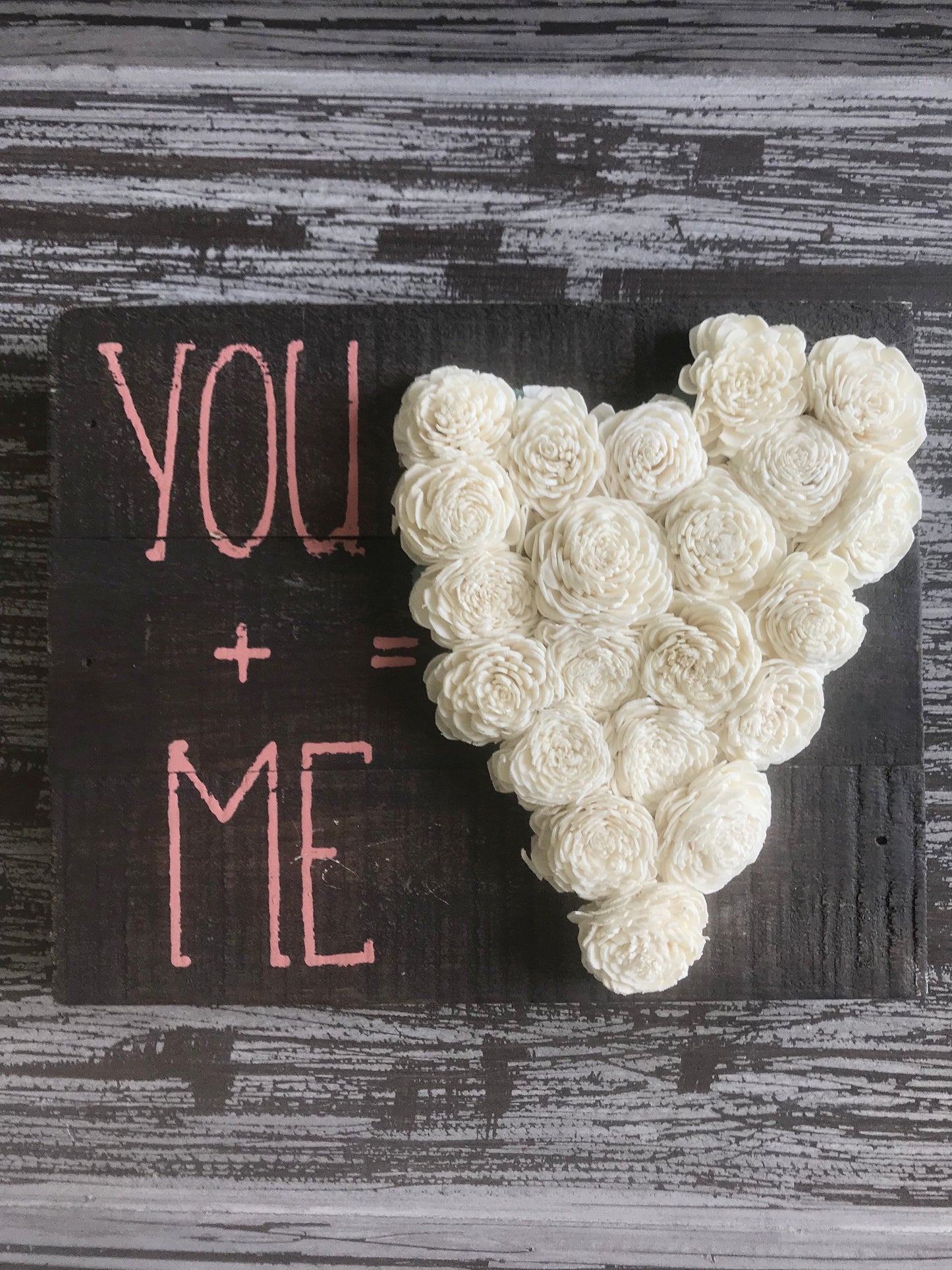 "You + Me = ♥" Wood Sign